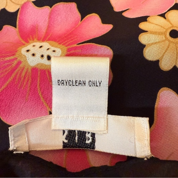 S.L.B. Y2K Floral Women's Skirt - Black, Pink, Orange 100% silk Size Small - Picture 10 of 12